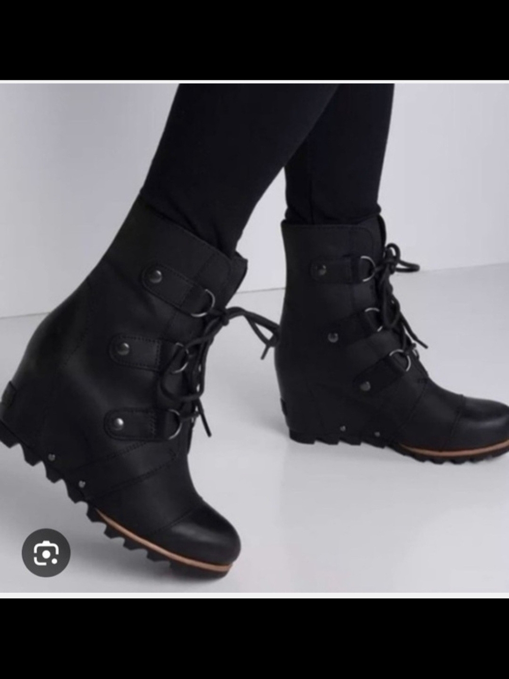 Sorel Black Lace-Up Wedge Boots